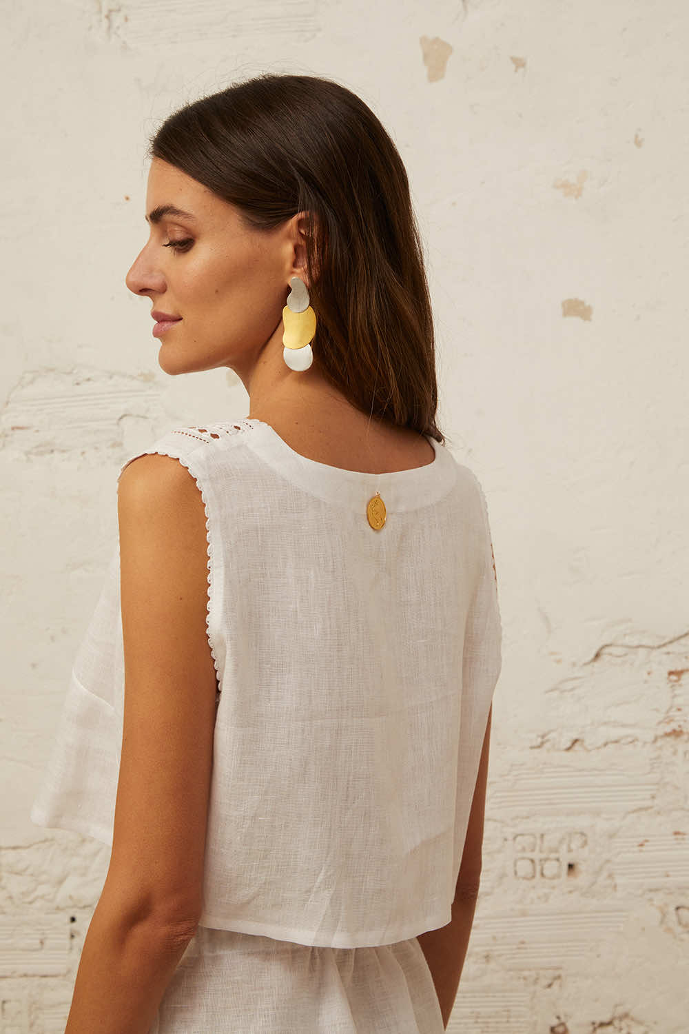 Glafira Crop Top in Elegant White Balushka